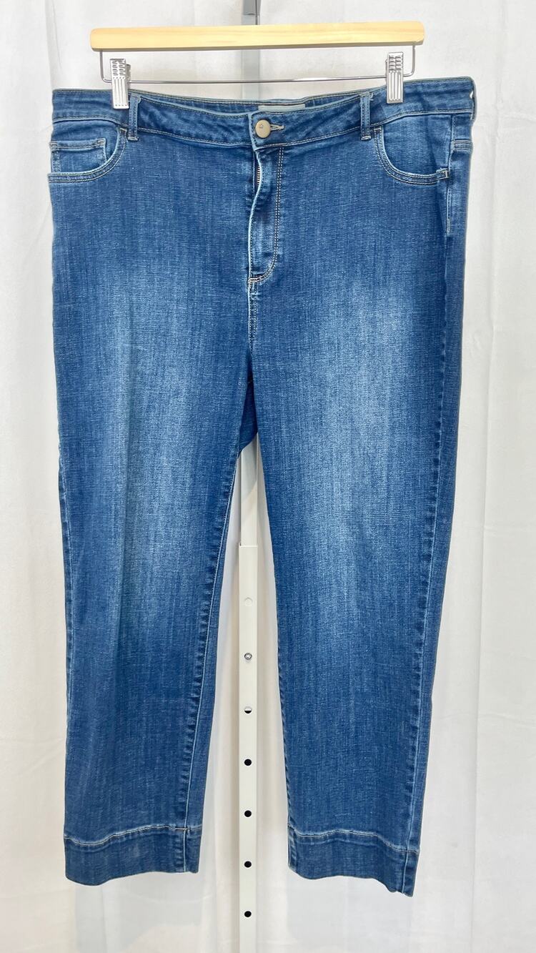 LOGO Lori Goldstein Straight Leg Ankle Jeans Zip Fly Blue Size 18W Plus